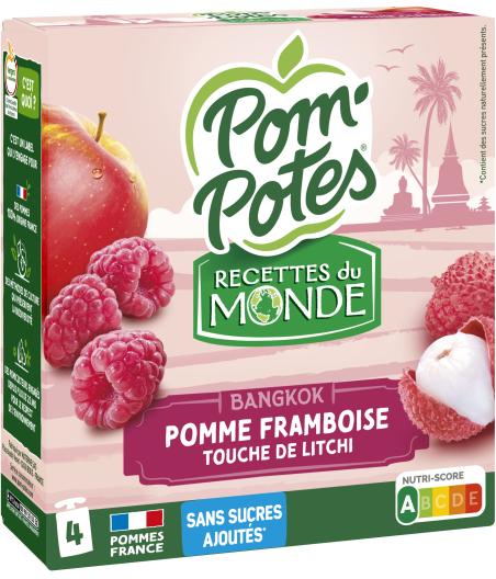 COMPOTES GOURDES POMME FRAMBOISE TOUCHE DE LICTHI POM'POTES 4X90G