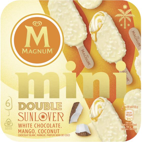 MAGNUM GLACE BATONNET MINI MANGUE ET PARFUM COCO DOUBLE SUNLOVER 6X55ML 282 G