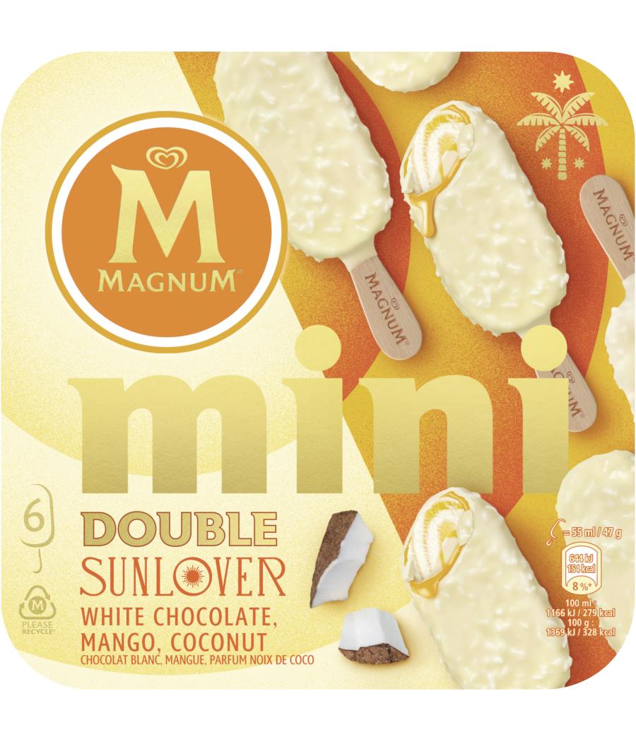 MAGNUM GLACE BATONNET MINI MANGUE ET PARFUM COCO DOUBLE SUNLOVER 6X55ML 282 G