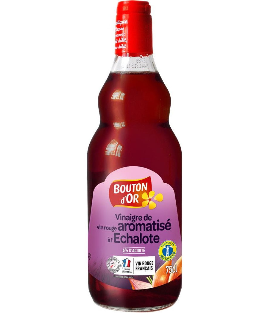 VINAIGRE DE VIN ROUGE AROMATISE A L'ECHALOTE BOUTON 75CL