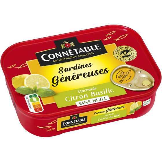SARDINES GENEREUSES MARINADE CITRON BASILIC CONNETABLE 140G