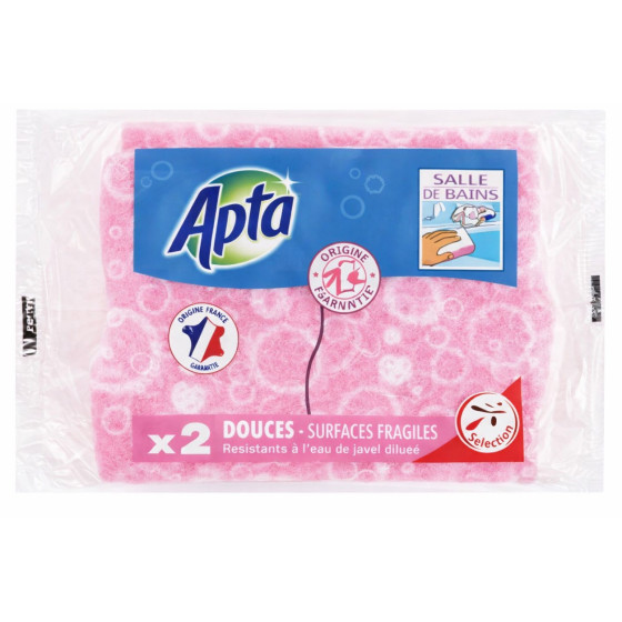EPONGES GRATTANTES DOUCE POUR SALLE DE BAIN APTA X2