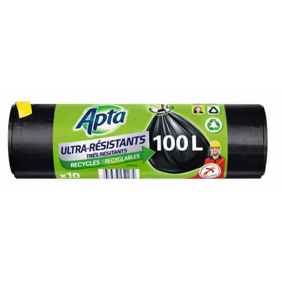 SAC POUBELLE ULTRA RESISTANT LIENS COULISSANTS APTA 10X100L