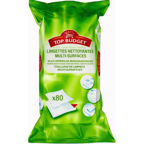 LINGETTES NETTOYANTES MULTI SURFACES TOP BUDGET X80
