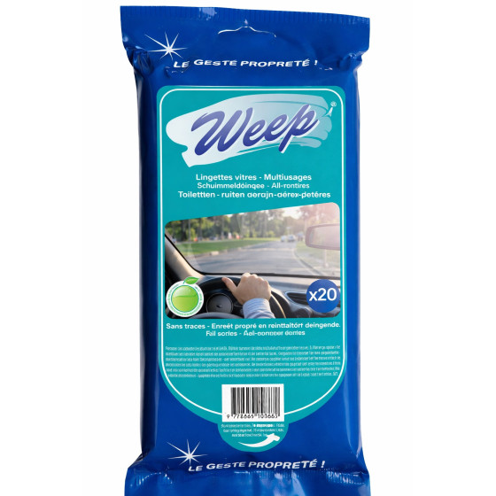 LINGETTES NETTOYANTES VITRES WEEP X20