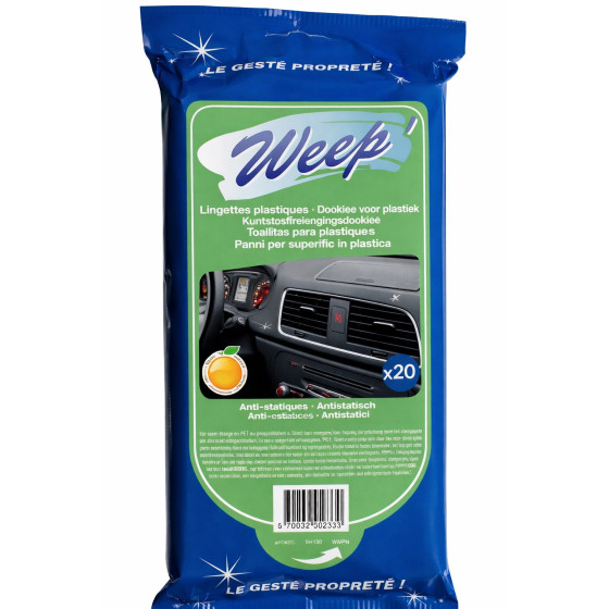 LINGETTES NETTOYANTES PLASTIQUES AUTO WEEP X20