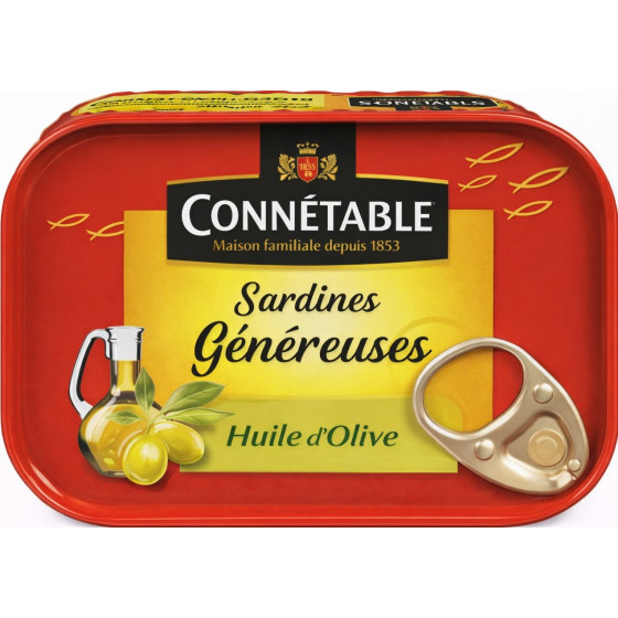 SARDINES GENEREUSES A L'HUILE D'OLIVE CONNETABLE 140G
