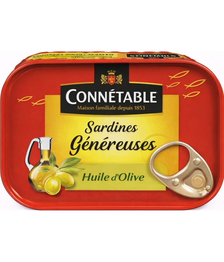 SARDINES GENEREUSES A L'HUILE D'OLIVE CONNETABLE 140G