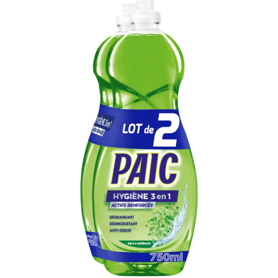 LIQUIDE VAISSELLE HYGIENE 3 EN 1 SEL MINERAL PAIC X2 750ML