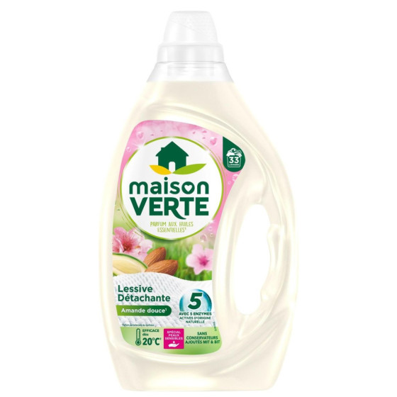 LESSIVE LIQUIDE AMANDE PEAUX SENSIBLE MAISON VERTE 1.485L