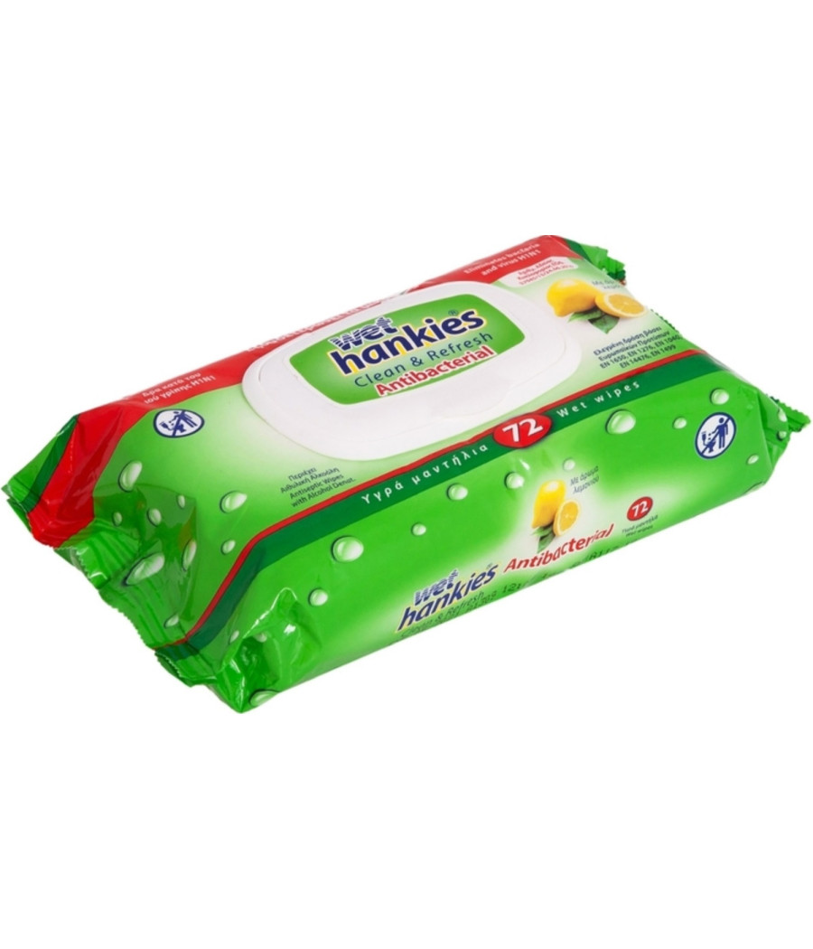 LINGETTE NETTOYANTES FRAICH CITRON WET HANKIES X72