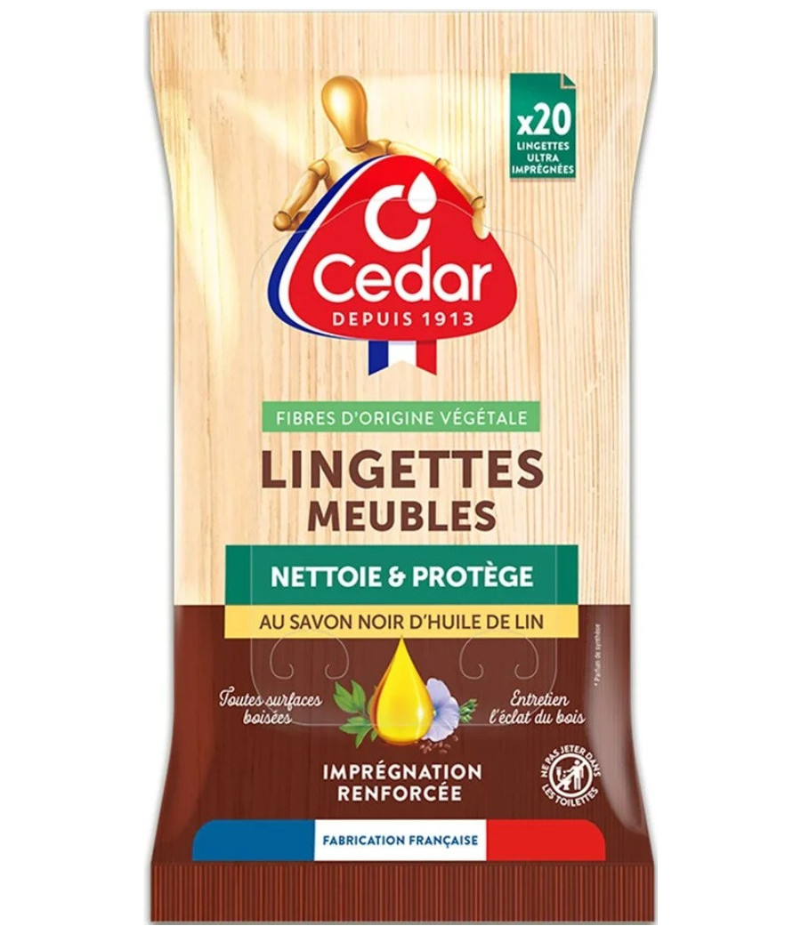 LINGETTES MEUBLES AU SAVON NOIR D'HUILE DE LIN NETTOIE ET PROTEGE O CEDAR X20