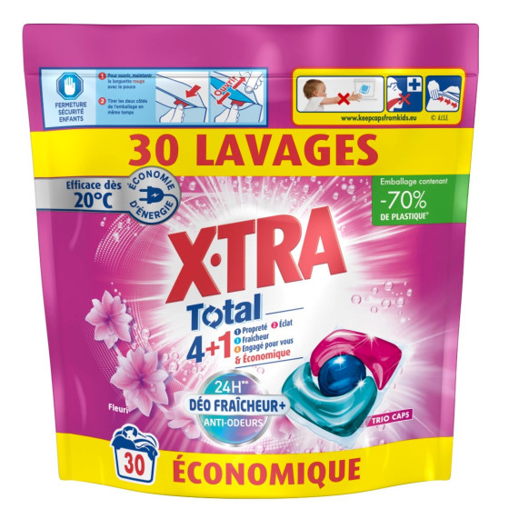 LESSIVE TRIO CAPS DEO FRAICHEUR FLEURI X.TRA 30 CAPSULES