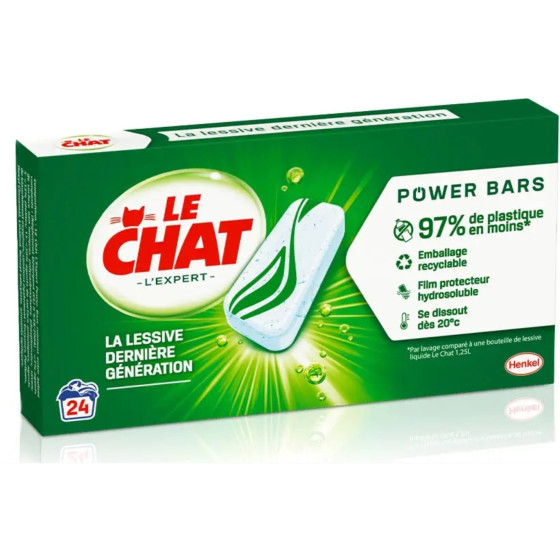 LESSIVE POWER BARS L'EXPERT BICARBONATE LE CHAT 24 CAPSULES