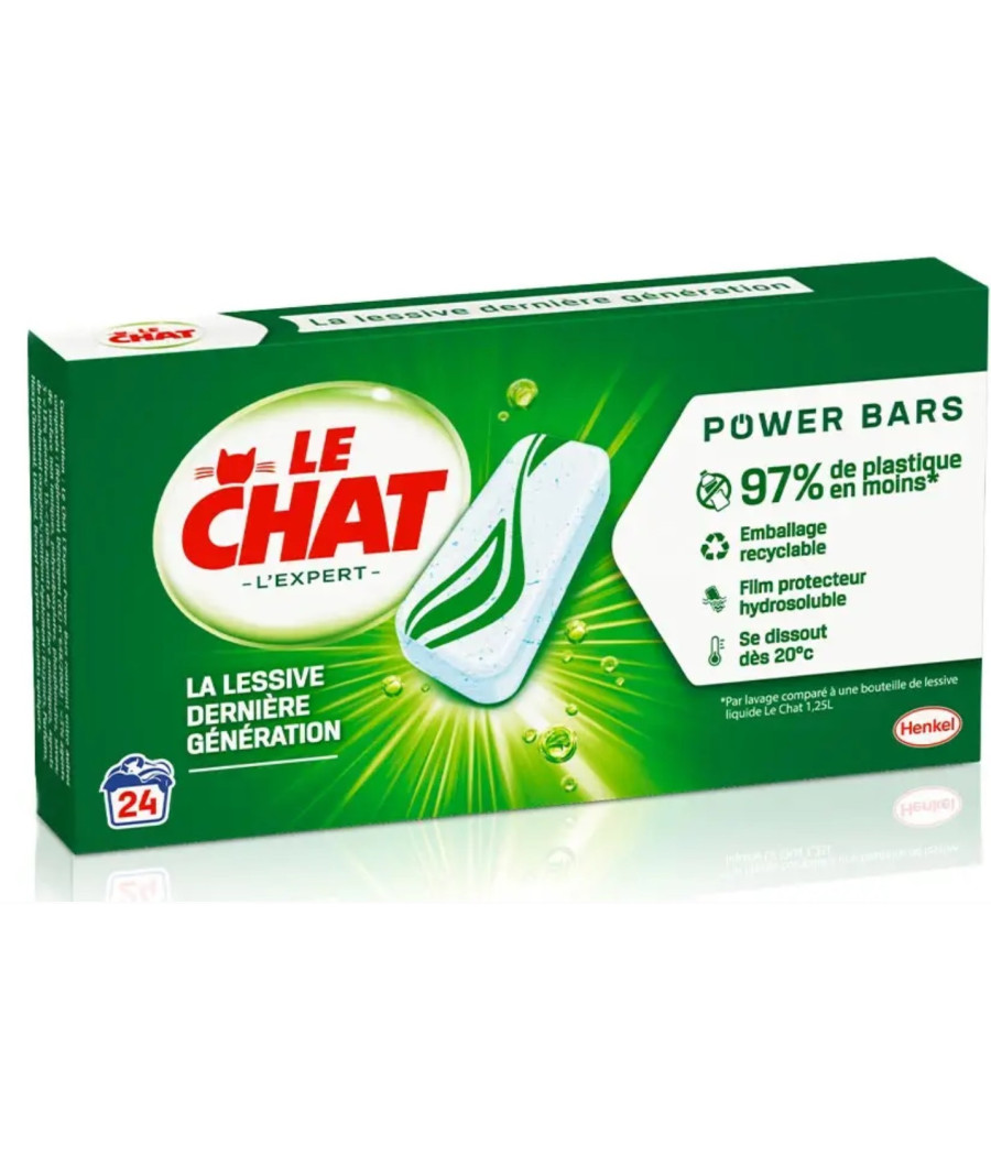 LESSIVE POWER BARS L'EXPERT BICARBONATE LE CHAT 24 CAPSULES