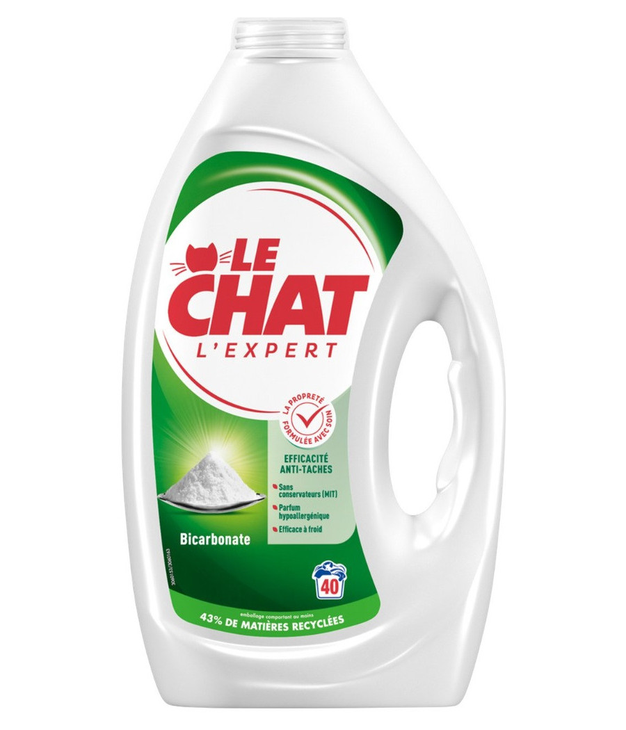 LESSIVE LIQUIDE BICARBONATE L'EXPERT LE CHAT 1.80L