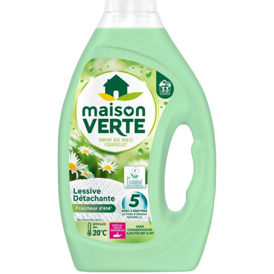 LESSIVE LIQUIDE FRAICHEUR D'ETE MAISON VERTE 1,485L