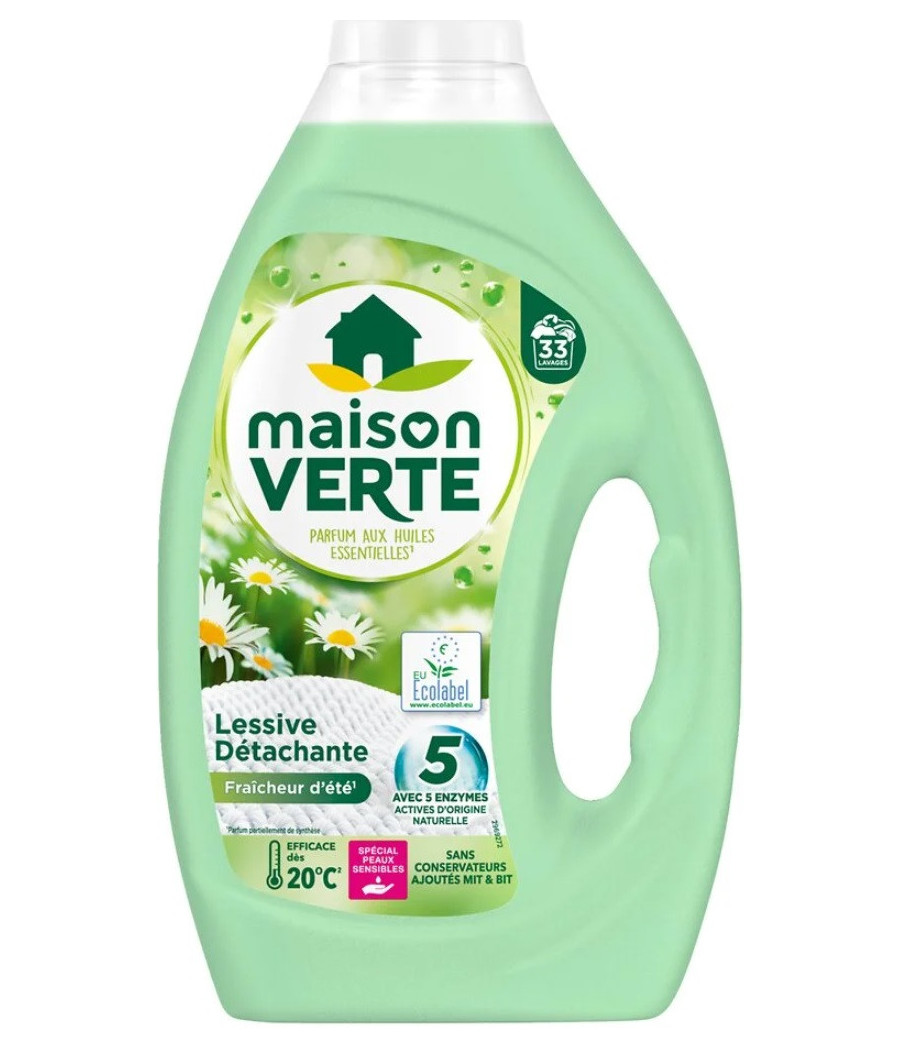 LESSIVE LIQUIDE FRAICHEUR D'ETE MAISON VERTE 1,485L
