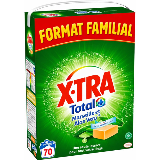 LESSIVE EN POUDRE SAVON DE MARSEILLE FORMAT FAMILIAL X.TRA 3.5KG