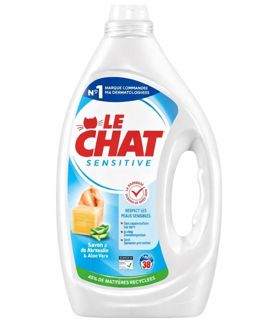 LESSIVE LIQUIDE SAVON DE MARSEILLE SENSITIVE LE CHAT 1.70L