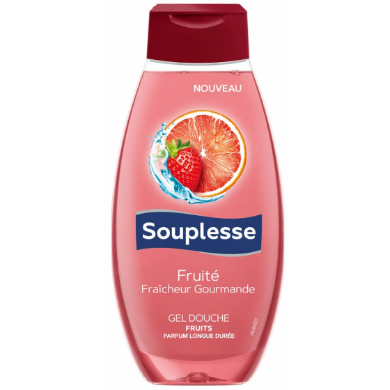 GEL DOUCHE FRUITÉ PARFUM FRUITS ROUGES SOUPLESSE 350ML