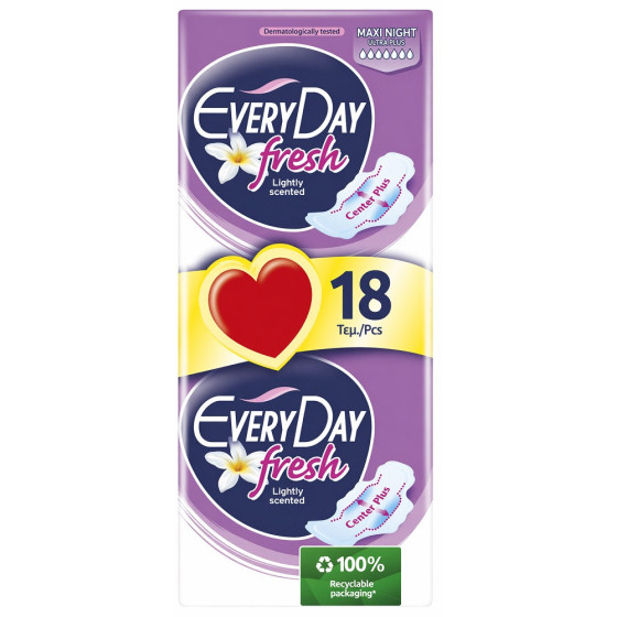 SERVIETTE HYGIÉNIQUE FRESH MAXI NIGHT ULTRA PLUS EVERYDAY X18