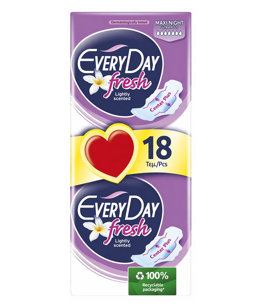 SERVIETTE HYGIÉNIQUE FRESH MAXI NIGHT ULTRA PLUS EVERYDAY X18