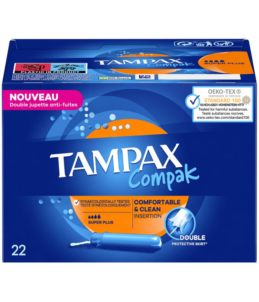 TAMPONS AVEC APPLICATEUR SUPER PLUS COMPAK TAMPAX X22