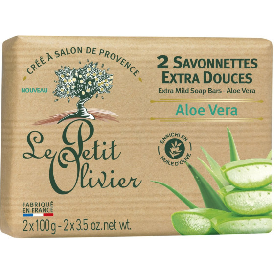 SAVONNETTES EXTRA DOUCES ALOE VERA LE PETIT OLIVIER 2X100G