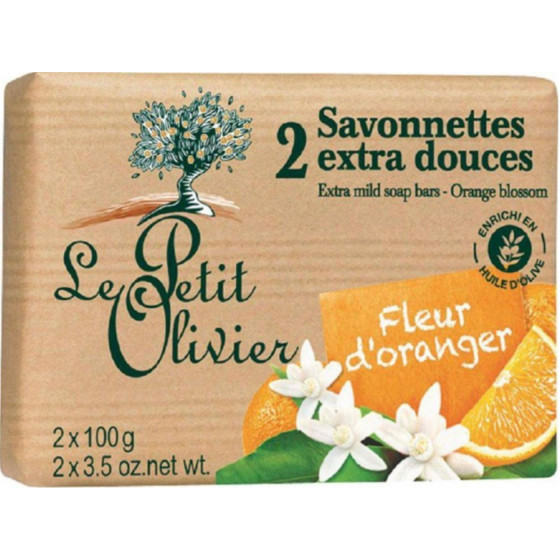 SAVONNETTES EXTRA DOUCES FLEUR D'ORANGER LE PETIT OLIVIER 2X100G