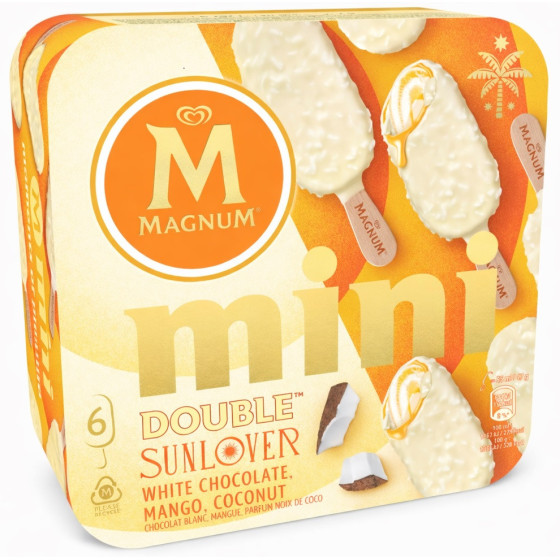 GLACE BATONNET MINI MANGUE ET PARFUM COCO DOUBLE SUNLOVER MAGNUM 6X55ML 282G