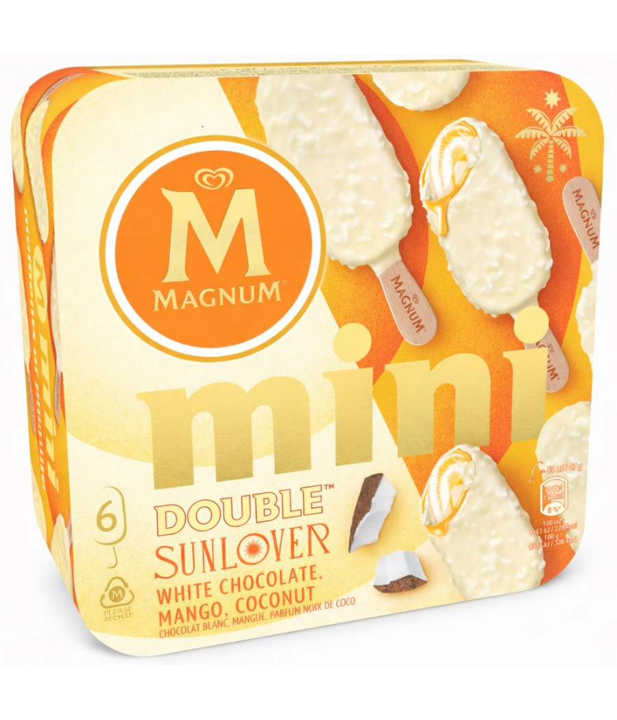 GLACE BATONNET MINI MANGUE ET PARFUM COCO DOUBLE SUNLOVER MAGNUM 6X55ML 282G