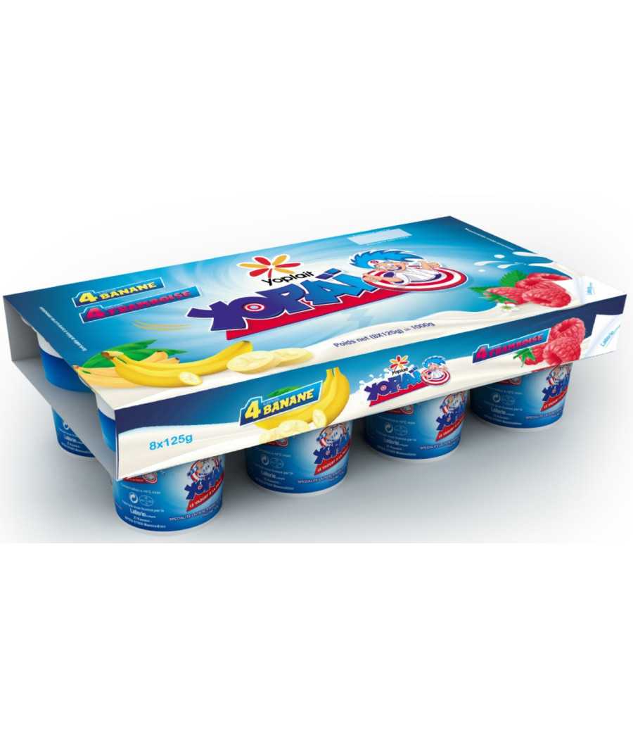 YAOURTS A BOIRE YOPLAIT YOPAI BANANE FRAMBOISE 8X125G
