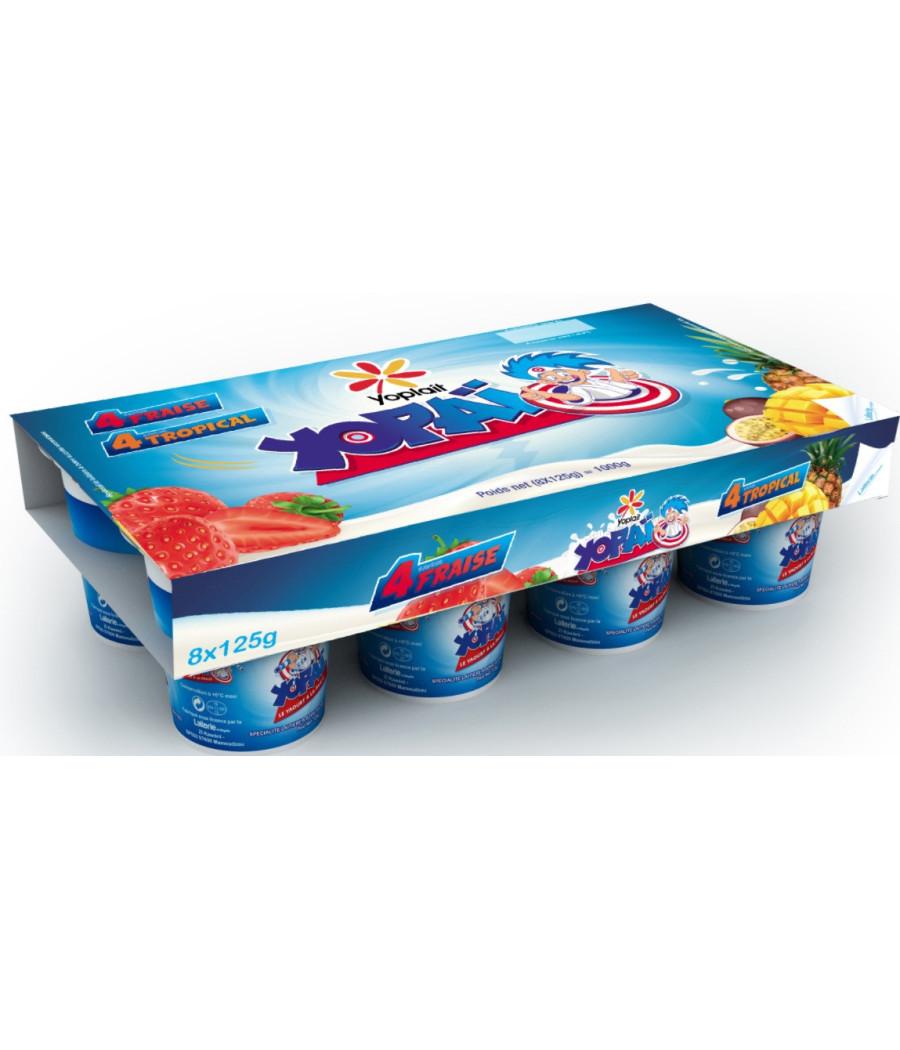YAOURTS A BOIRE YOPAI YOPLAIT FRAISE TROPICAL 8X125G
