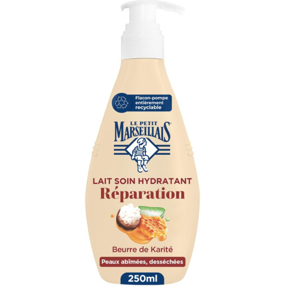 LAIT SOIN HYDRATANT REPARATEUR BEURRE DE KARITE LE PETIT MARSEILLAIS 250ML