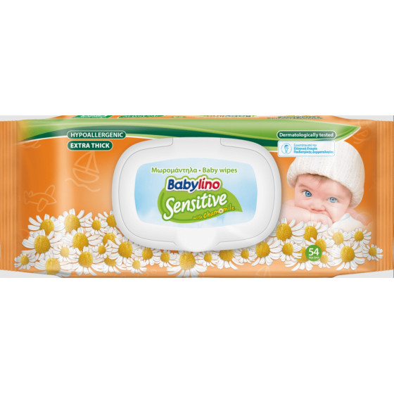 LINGETTES SENSITIVE CHAMOMILE BABYLINO X54