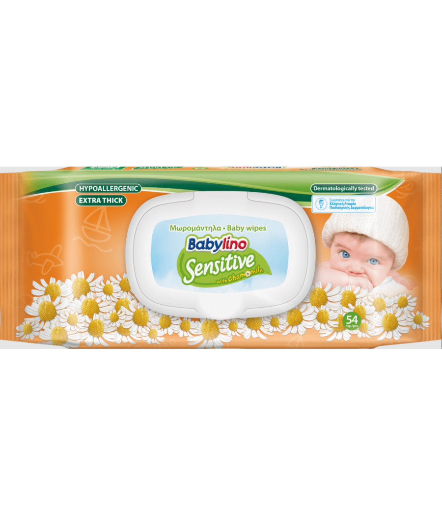 LINGETTES SENSITIVE CHAMOMILE BABYLINO X54