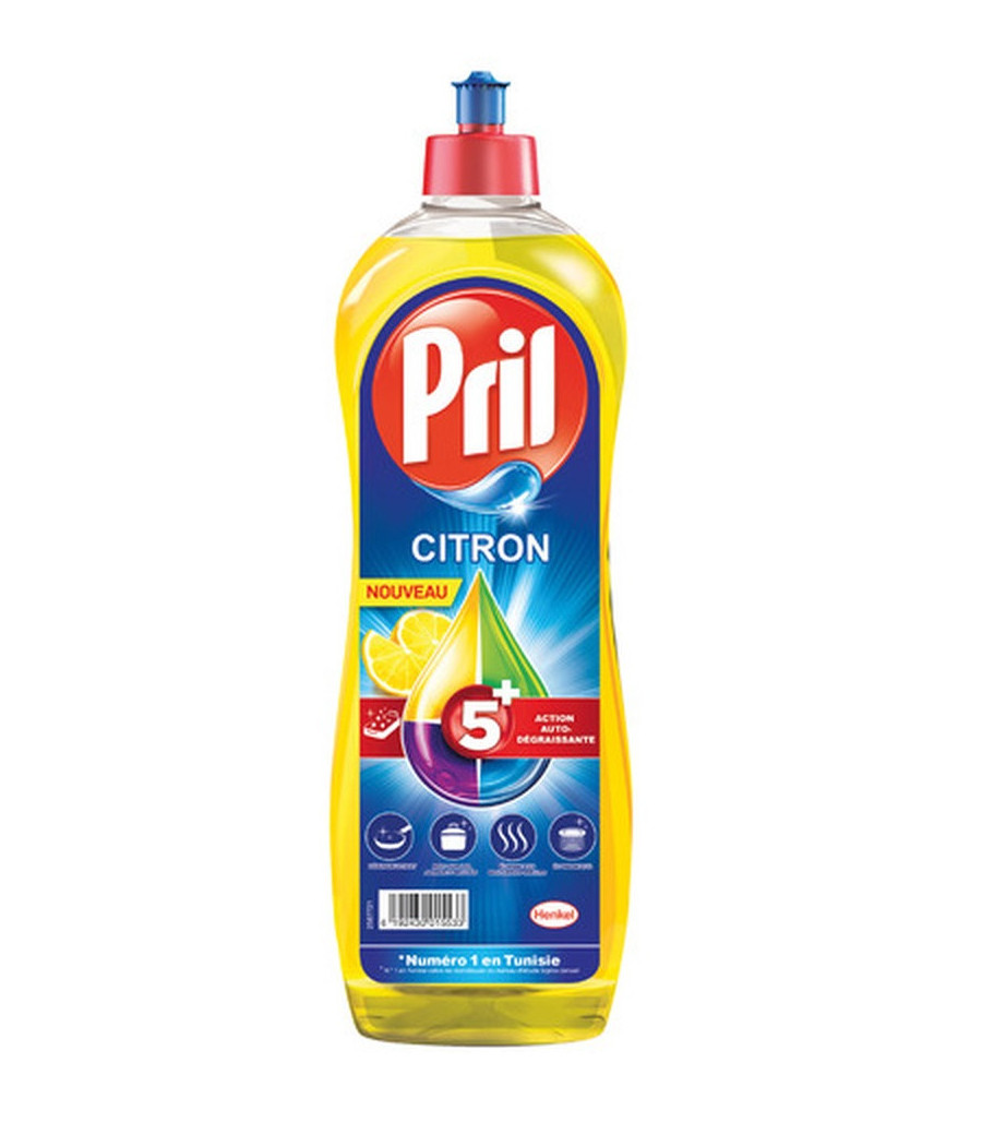 LIQUIDE VAISSELLE CITRON JAUNE 5 EN 1 PRIL 580ML