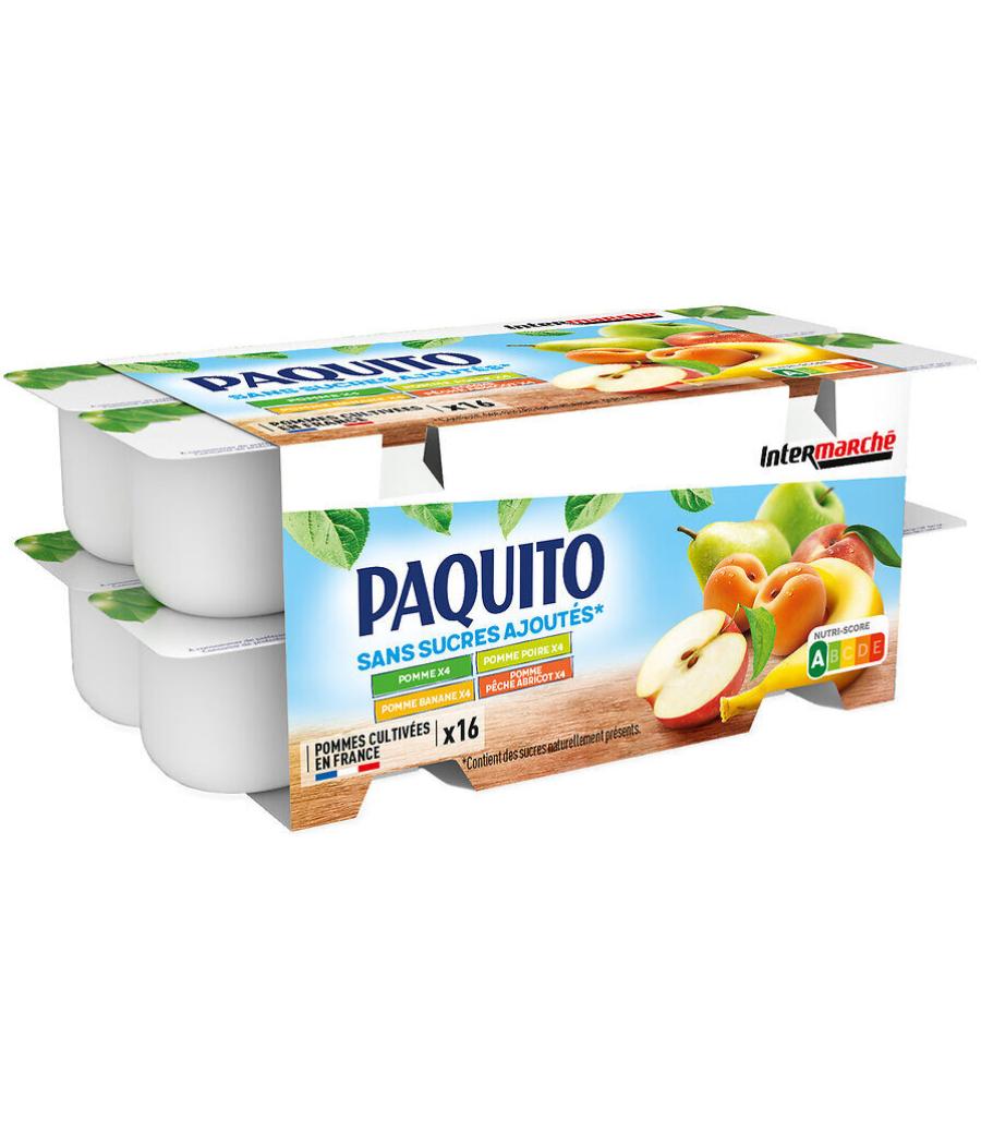 COMPOTES PAQUITO POMME POIRE BANANE PÊCHE ABRICOT 16 X 100G