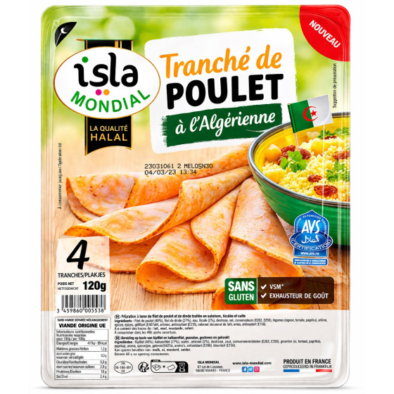 TRANCHEE DE POULET A L’ALGERIENNE ISLA MONDIAL 120G