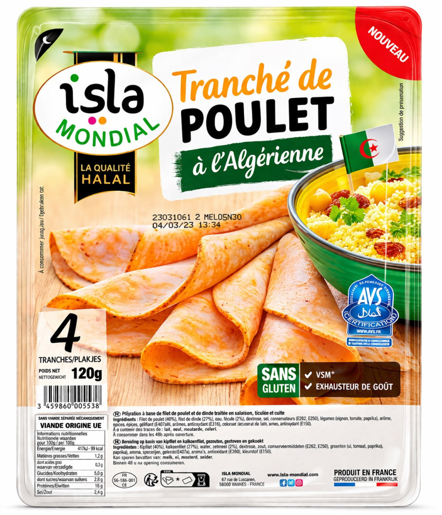TRANCHEE DE POULET A L’ALGERIENNE ISLA MONDIAL 120G