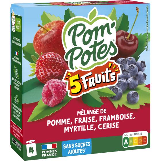 COMPOTES POM POTES 5 FRUITS ROUGES 4 X 90G