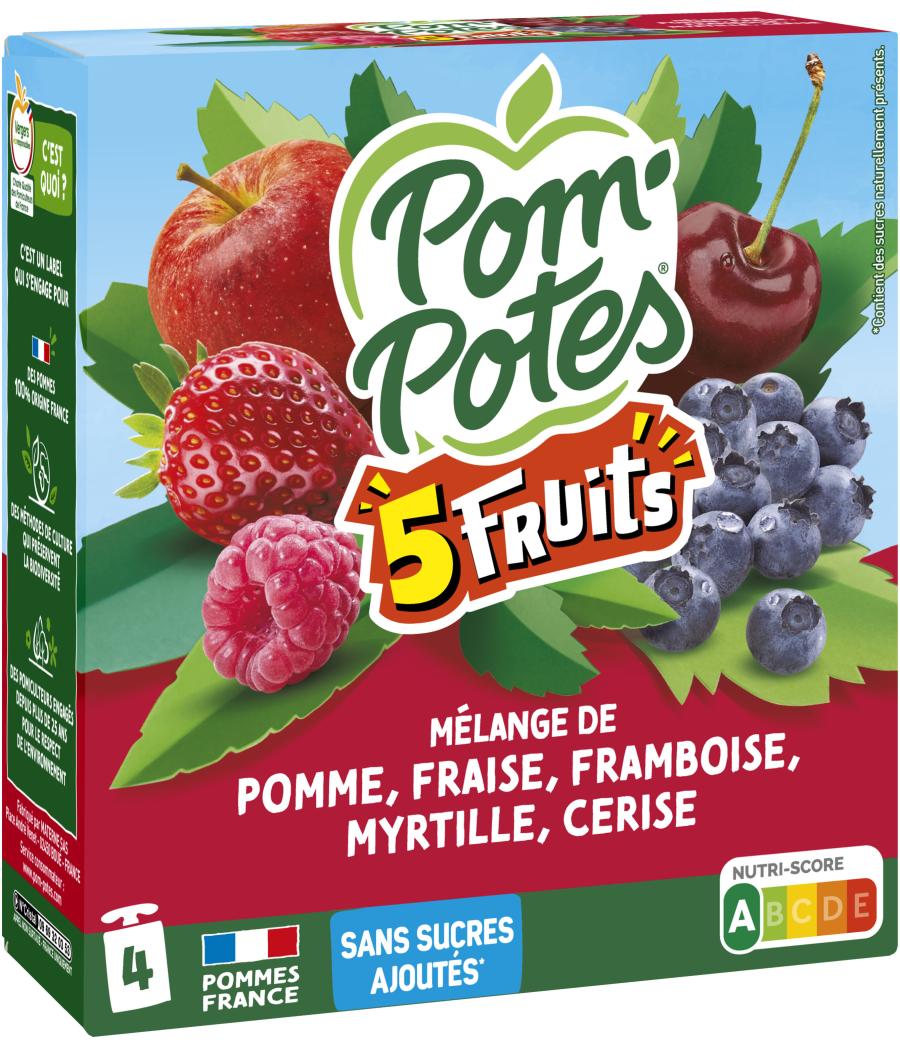 COMPOTES POM POTES 5 FRUITS ROUGES 4 X 90G