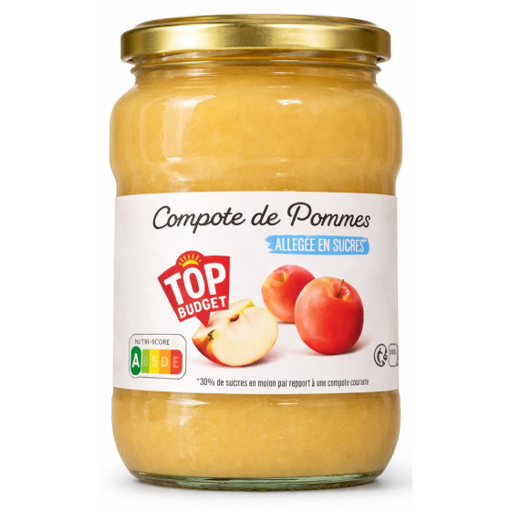 COMPOTE DE POMMES ALLEGEE EN SUCRES TOP BUDGET 710G