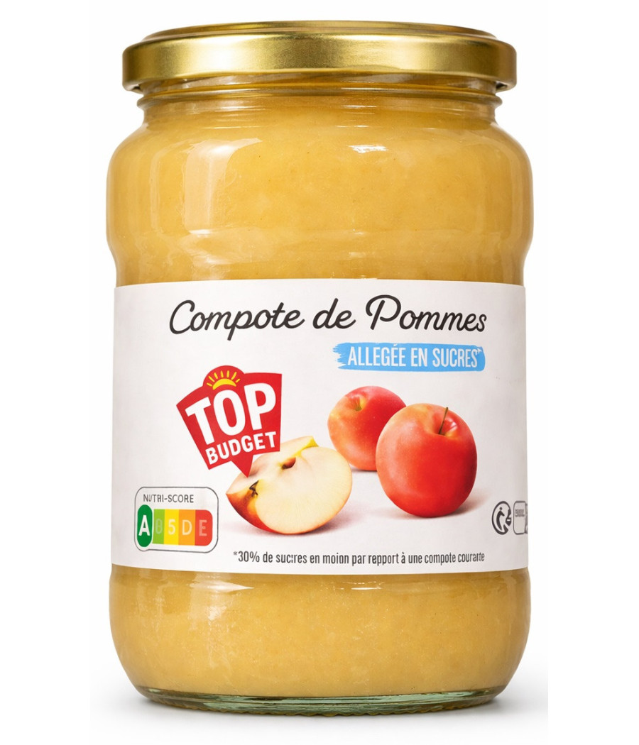 COMPOTE DE POMMES ALLEGEE EN SUCRES TOP BUDGET 710G