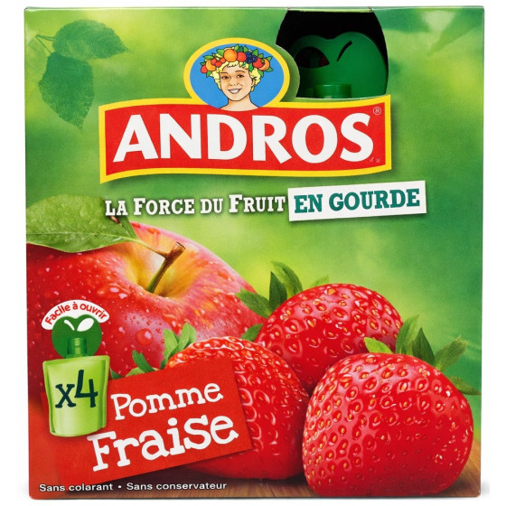 COMPOTE POMME FRAISE EN GOURDE ANDROS 8X100G 800G