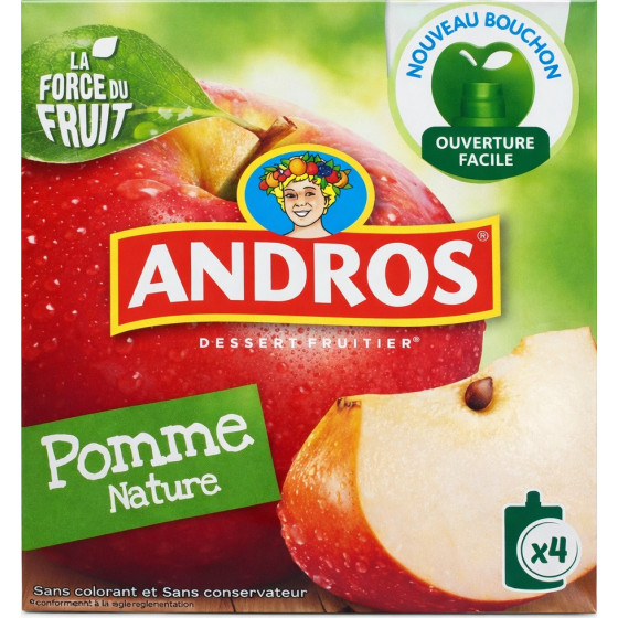 COMPOTES ANDROS POMME NATURE 4 X 90G