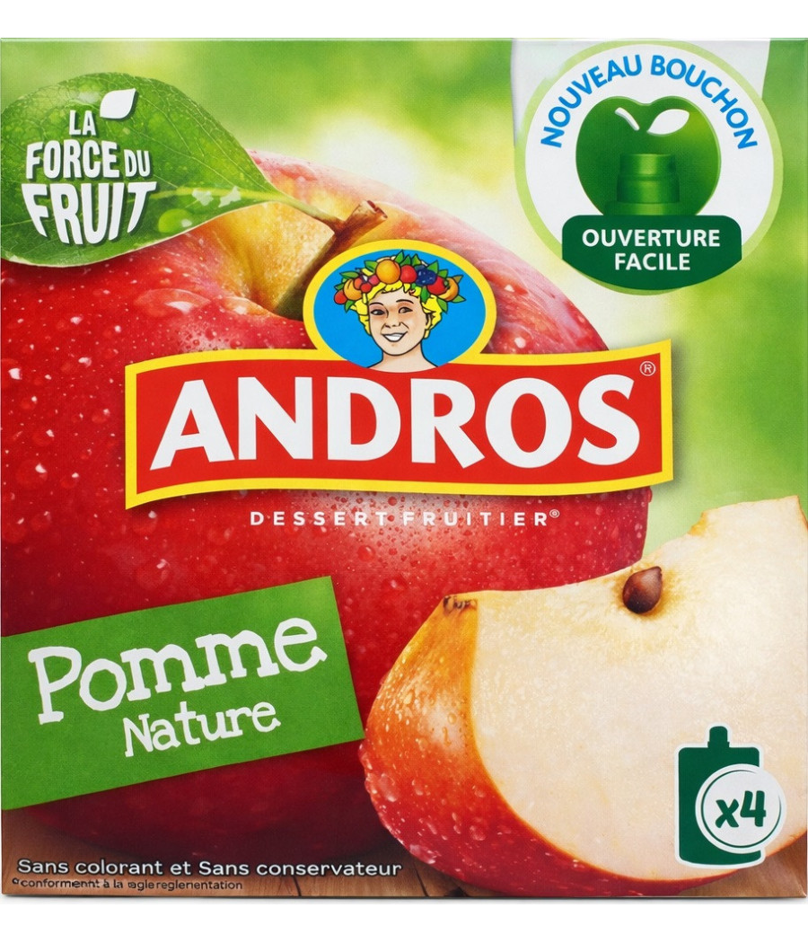 COMPOTES ANDROS POMME NATURE 4 X 90G