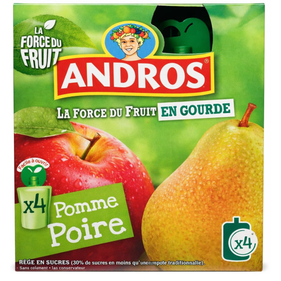 COMPOTES ANDROS POMME POIRE 4 X 90G