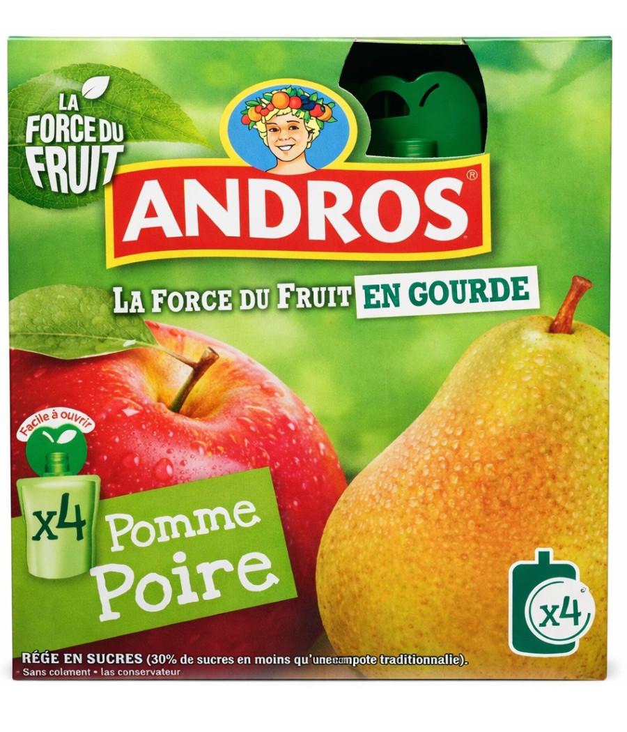 COMPOTES ANDROS POMME POIRE 4 X 90G